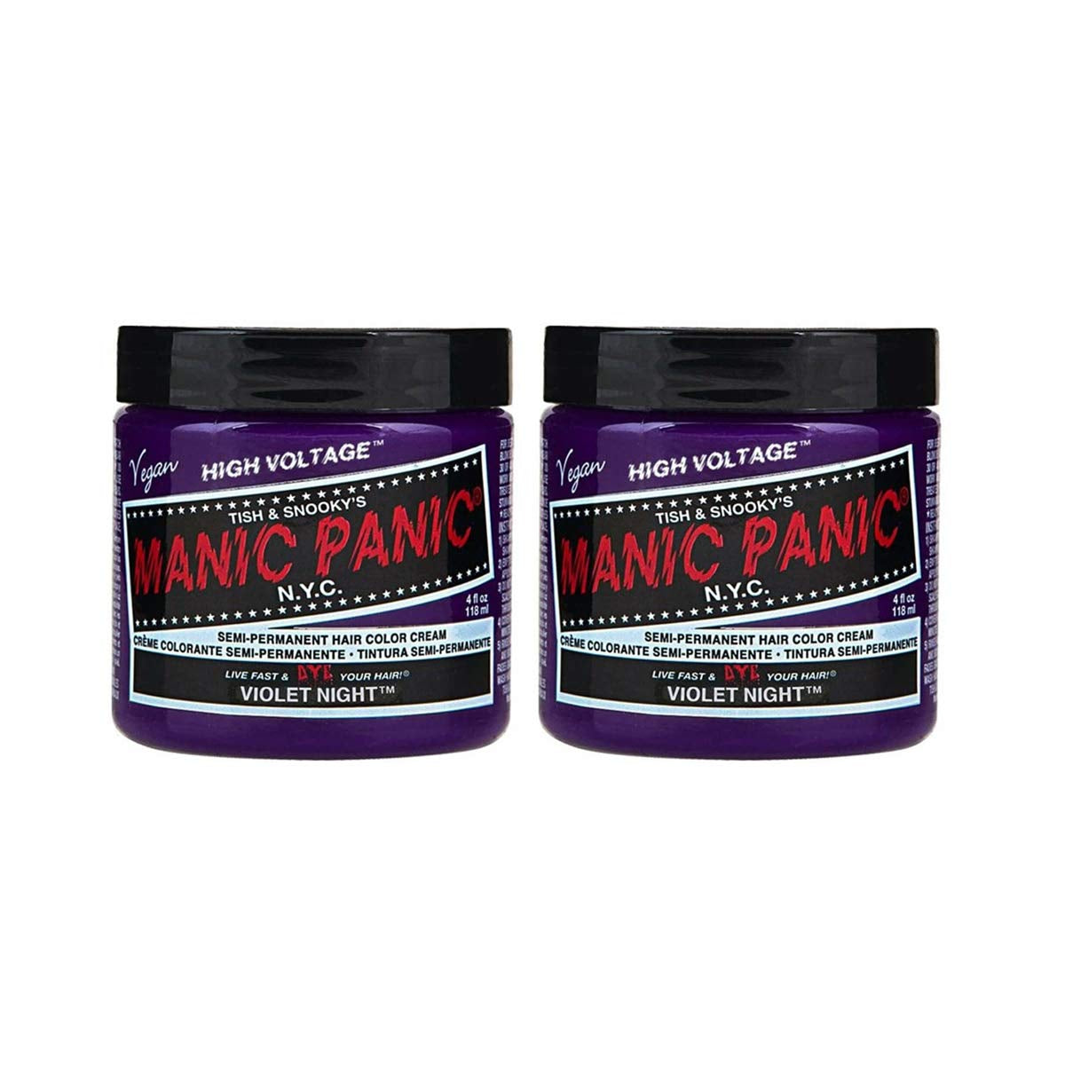 Manic Panic Electric Lizard Classic Cream, vegan, fără cruzime, vopsea de păr verde semipermanentă 118ml Vopsea pentru par Naty Shop Noapte violetă 118 Ml (pachet de 2)