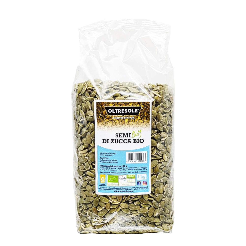 Geschälte Bio-Kürbiskerne, 3 kg, rohe, ölige, ungeröstete und ungesalzene Bio-Samen, ideal als Snack oder Salat, praktische Größe