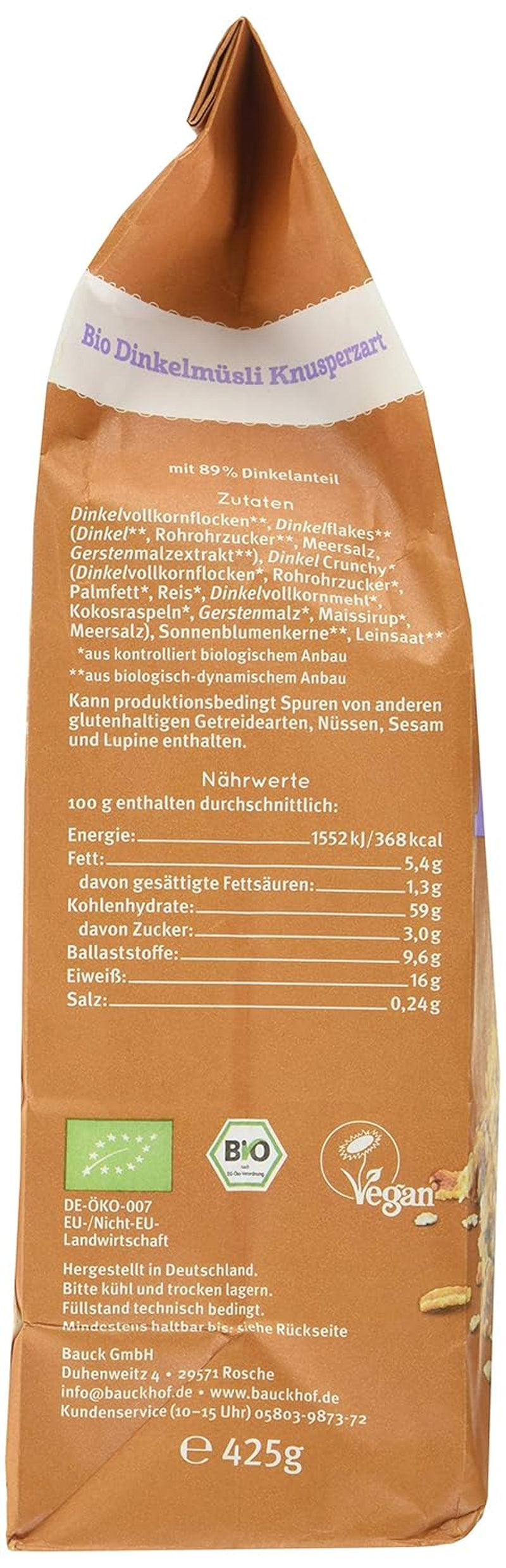 Knuspriges Hof Dinkelmüsli (1 x 425g) 1er Pack