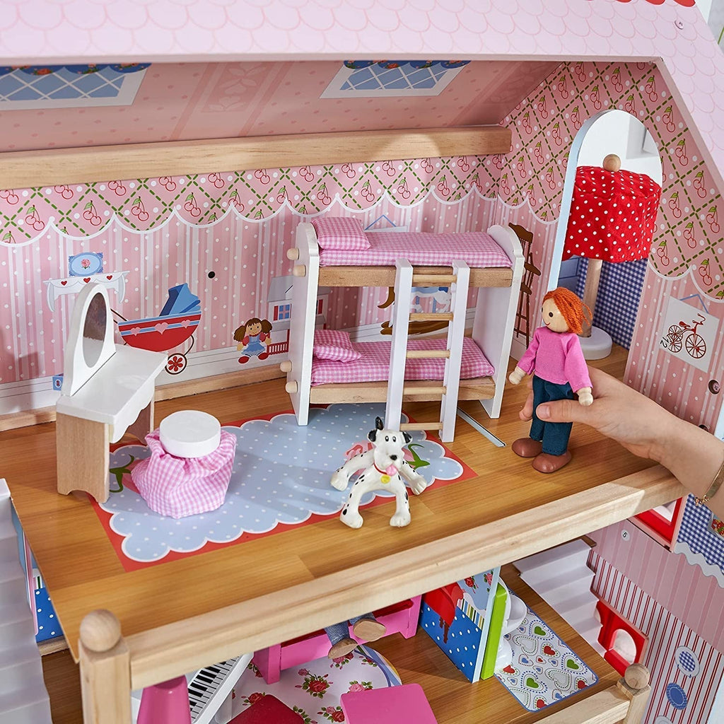 Kidkraft Dollhouse Chelsea din lemn cu mobilier și accesorii pentru mini păpuși, set de joacă pentru mini păpuși, jucărie pentru copii de la 3 ani, 65054, exclusiv la Amazon Casute de papusi Naty Shop