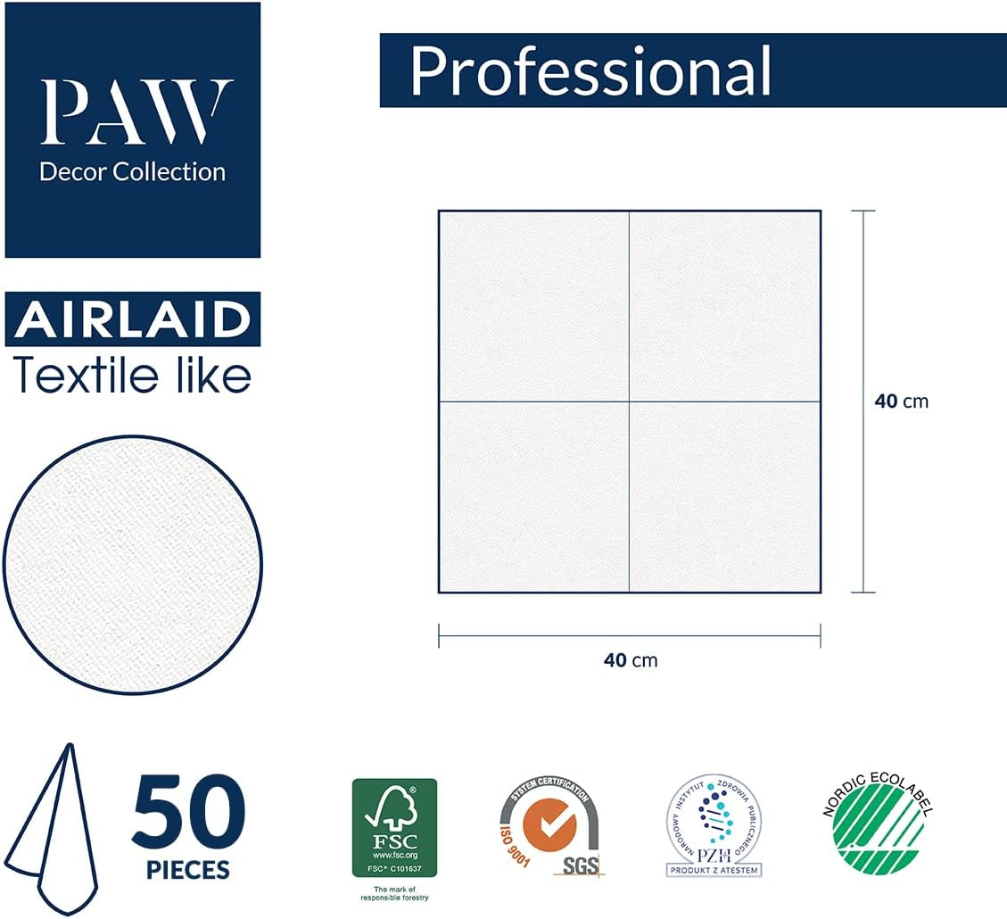 PAW - Șervețele din Airlaid - Asemănătoare țesăturii (40 X 40 Cm) I 50 bucăți I Ideal pentru nuntă, botez, comuniune, aniversare I Șervețele din pânză - culori pământii, bej, dungi I Culoare: Bej Fluid