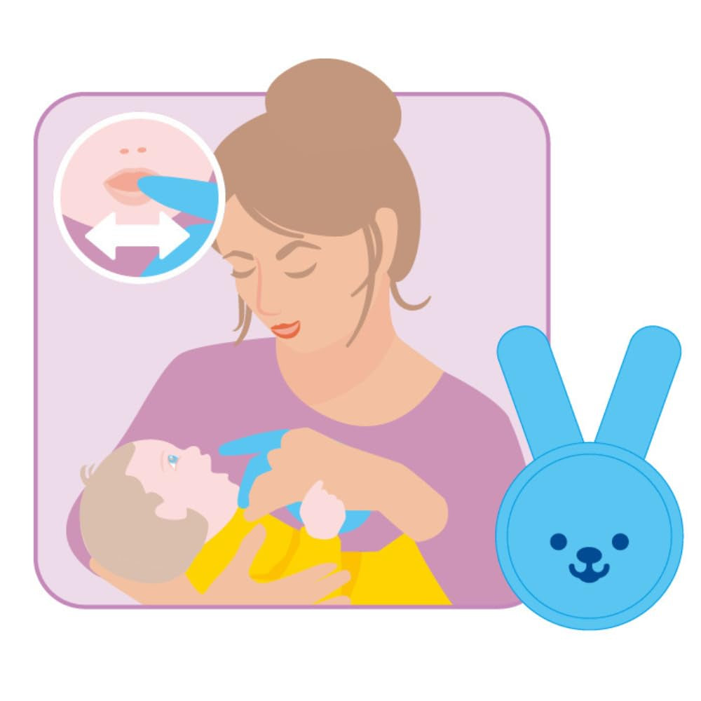 MAM Inel de dentiție pentru iepuri, mănușă de îngrijire orală pentru dinți, microfibră, 0+ luni, roz