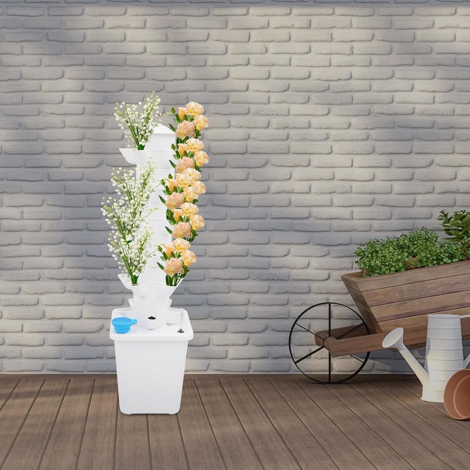 30 Kapseln Hydroponic Tower, Hydroponic Grow System für den Garten, Aeroponic Grow Kit mit 10L Wassertank und Trinkpumpe, Vertikales Aeroponic Grow Kit für Kräuter, Obst, Gemüse