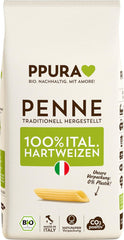 PPURA Bio-Hartweizen-Penne-Nudeln 500 g, 100 % natürliche Röhrennudeln, hergestellt in Italien – italienische Nudeln ohne Zusatzstoffe, Farb- oder Konservierungsstoffe