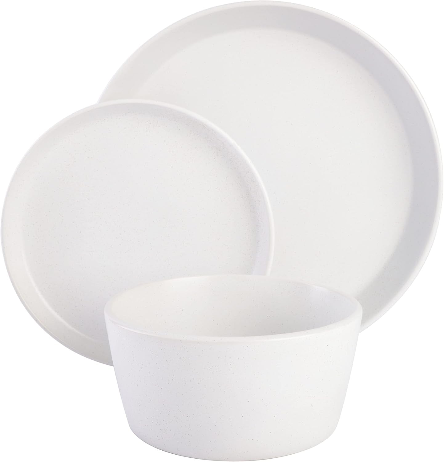 Set de veselă Sofia Coupe, serviciu pentru 4 persoane (12 piese), alb cu pete