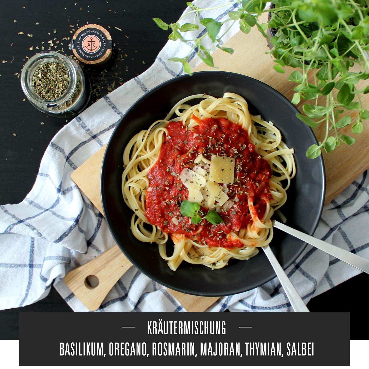 Ankerkraut Italienische Kräuter, mediterranes Universalgewürz für Pasta, Pizza und Salat, 25 g im Korkenglas