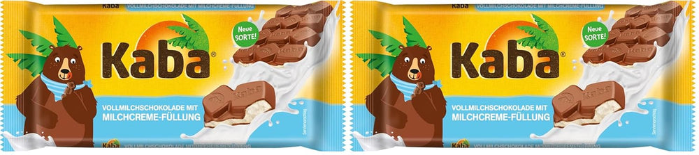 Kaba Vollmilch- und Milchcreme-Schokoriegel mit Schokoladenfüllung, 90 g Riegel, schmelzende Schokolade mit leichter Milchcreme und Kaba Original-Geschmack (2er-Pack)