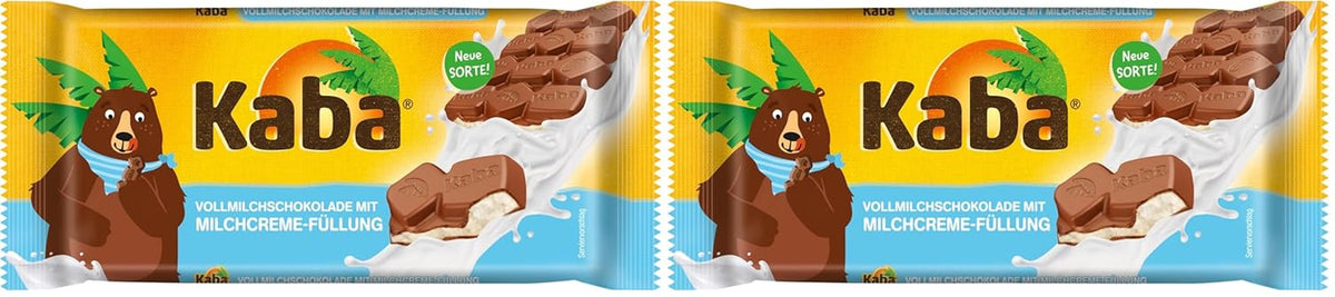 Kaba Vollmilch- und Milchcreme-Schokoriegel mit Schokoladenfüllung, 90 g Riegel, schmelzende Schokolade mit leichter Milchcreme und Kaba Original-Geschmack (2er-Pack)