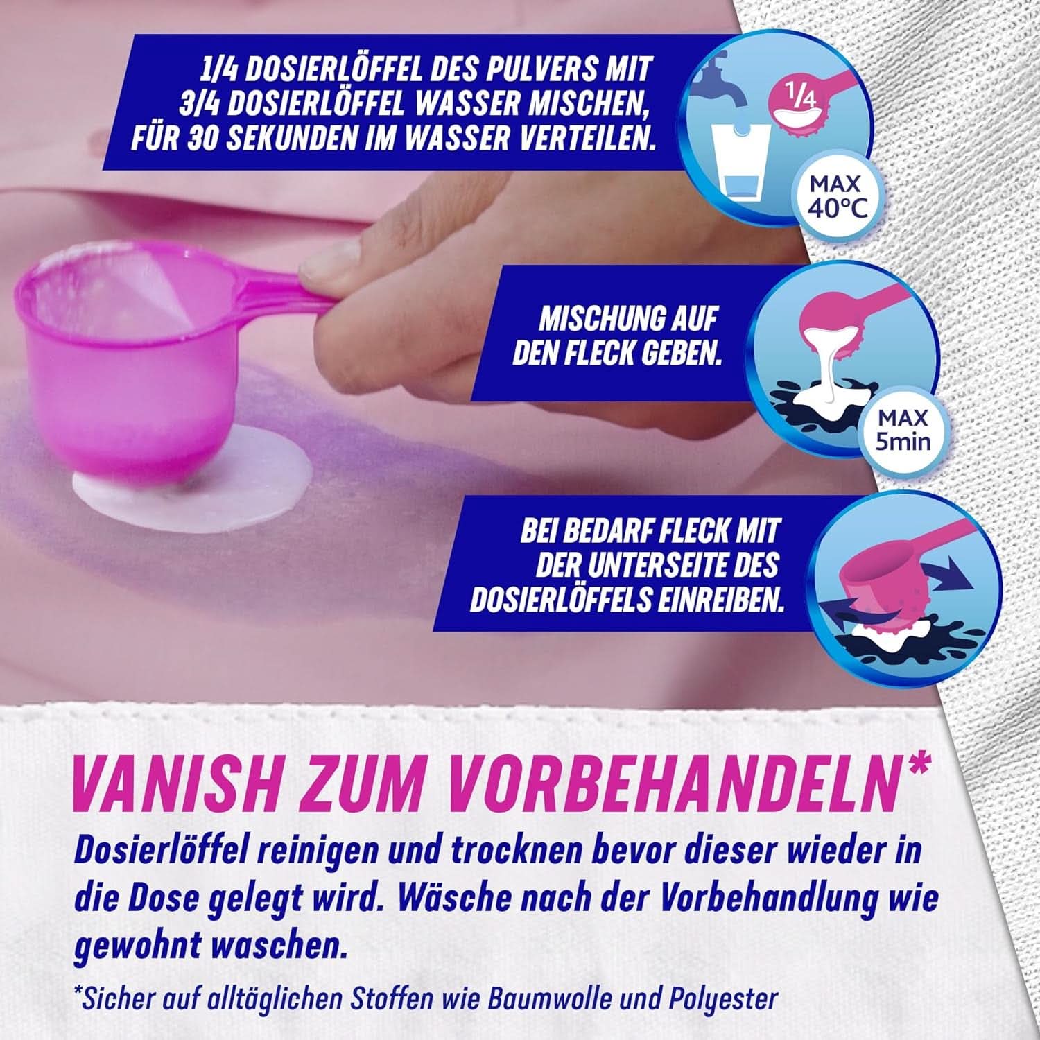 Vanish Oxi Action Powerwhite Pulver – 1 x 1,125 kg – Fleckenentferner und Wäscheverbesserungspulver ohne Chlor – für weiße Wäsche. Waschmittel Naty Shop