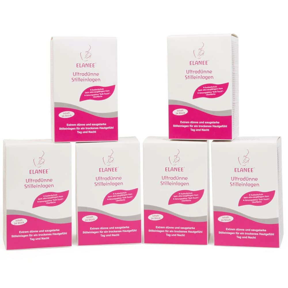 ELANEE 219-V1 Ultradünne Stilleinlagen, weiß Zubehör Essen und Stillen Bebe Naty Shop 24 Stück (6er Pack)