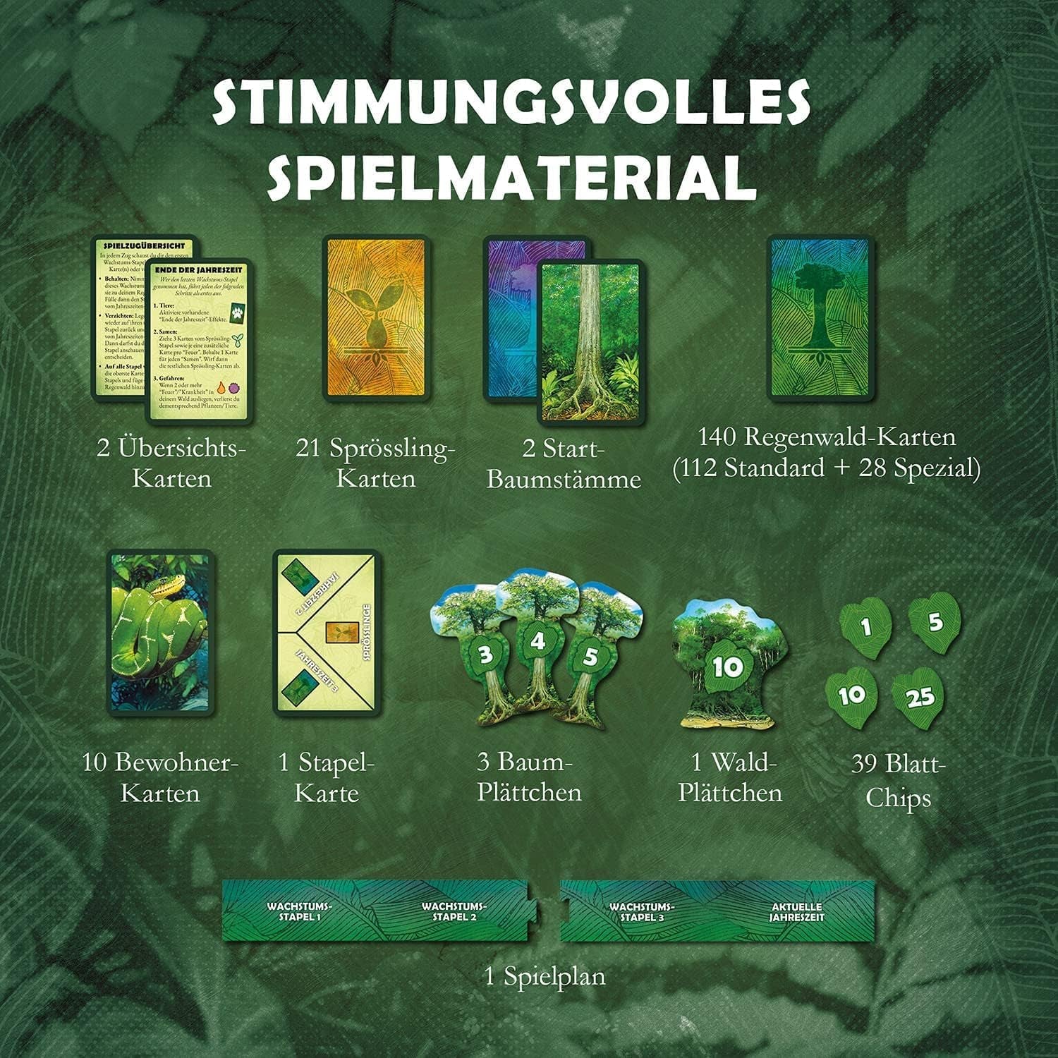 Kosmos 682194 Treetops, Under the Rainforest Canopy, Spiel für zwei Spieler, Gesellschaftsspiel, Brettspiel ab 10 Jahren über den Regenwald, Bäume, Pflanzen und Tiere