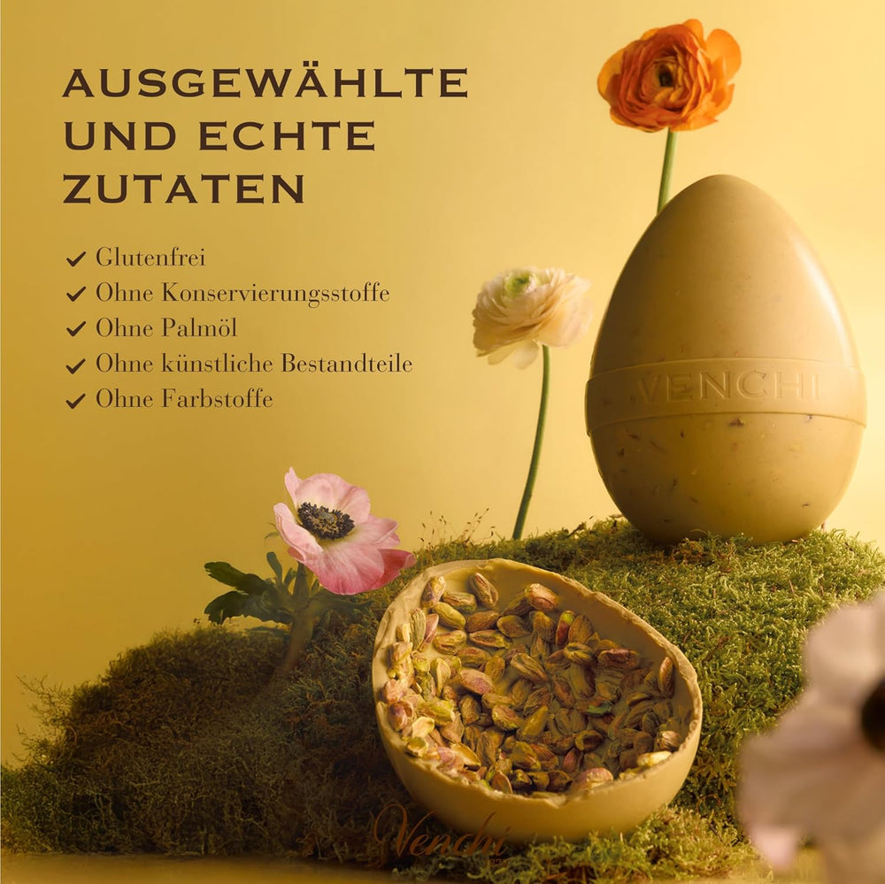 Venchi - Schokoladenei, Pistaziengeschmack, mit ganzen Pistazien, mit Überraschung, glutenfrei, 500g, Osterkollektion, Geschenkidee