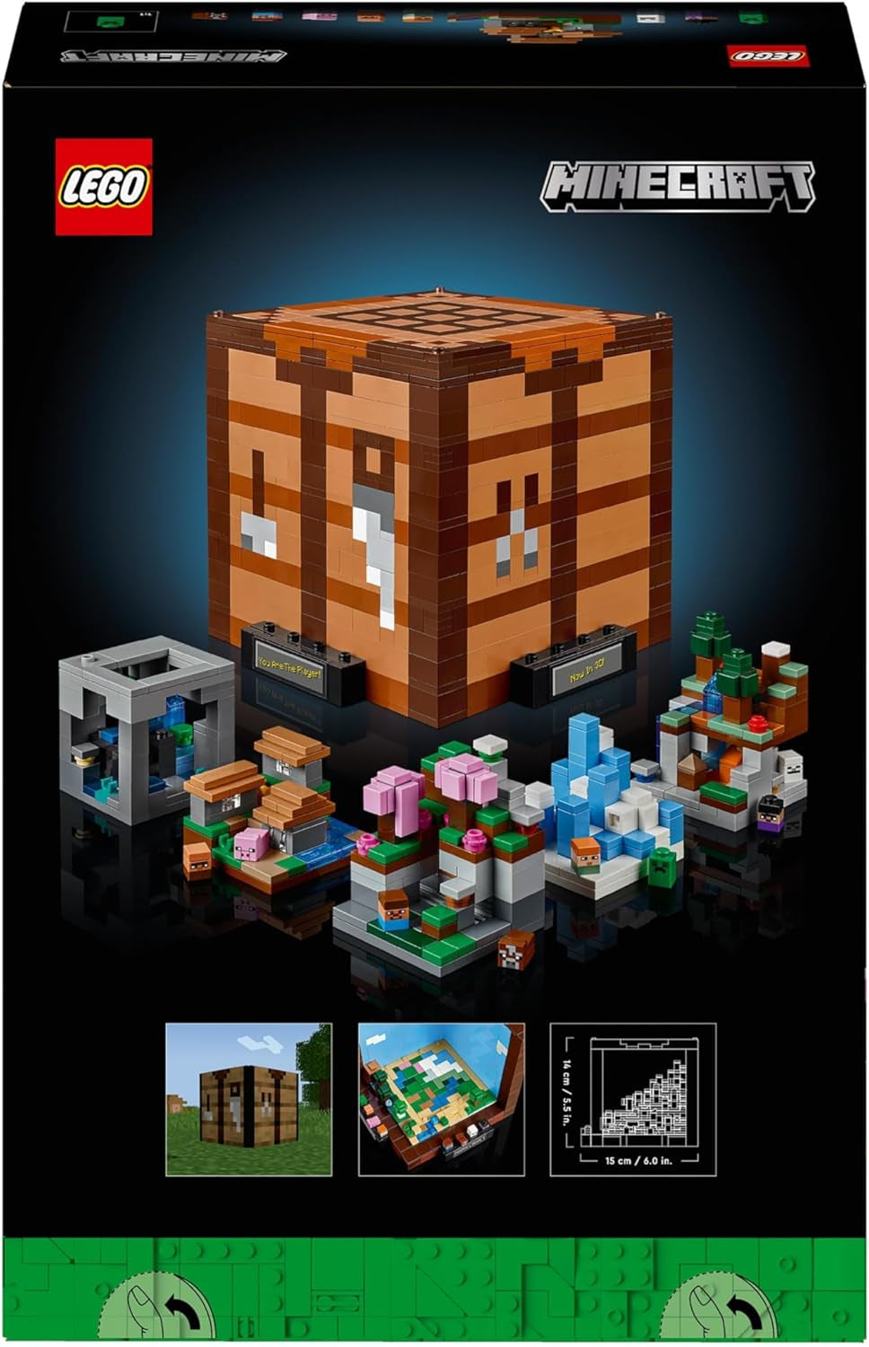 LEGO Minecraft Die Werkbank Bauset 8 Figuren Videospielset inklusive Steve Alex Creatures and Biomes 15-jähriges Jubiläumsmodell Geschenkidee für Erwachsene Männer Frauen 21265 Bausets Beuche den LEGO-Store