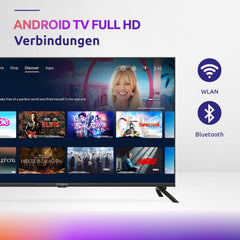 STRONG - Televizor Full HD SRT40FD5553 de 40 inch (100 cm) - Smart TV prin Android TV - Calitate excepțională a imaginii - Tuner triplu - 3 porturi HDMI (1 ARC), 2 porturi USB, conexiune AV, antenă/satelit - negru