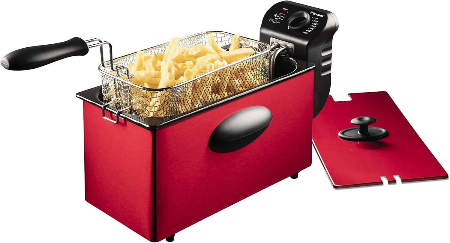 Bestron Ölfritteuse mit Kaltzonentechnologie, 3,5 Liter, 2000 Watt Appliances Naty Shop Red Single