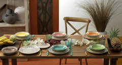 LS17018M064 Kapstadt Geschirrset, 18-Teilig, Keramik, Mehrfarbig, Rund, 8489 Gramm Seturi vesela masa Naty Shop