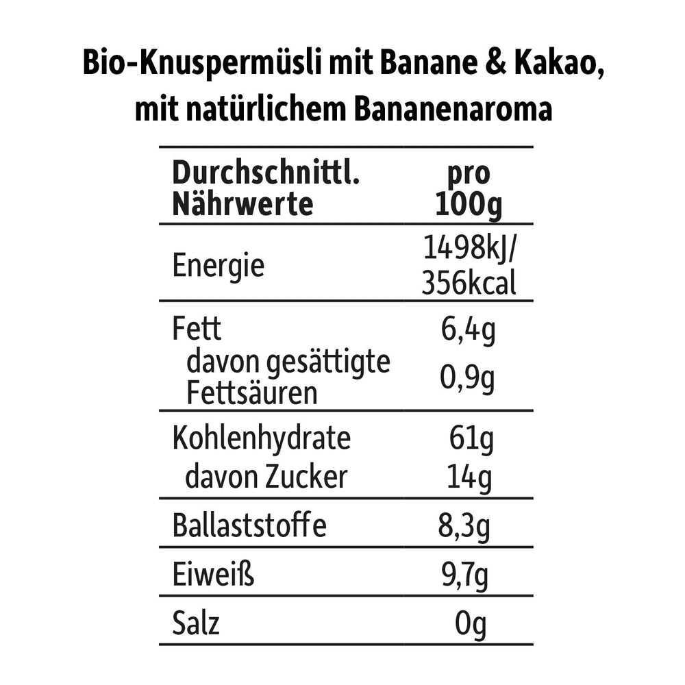 FRECHE FREUNDE KIDS, Bobs & DIKKAs Knuspriges Bananen-Kakao-Müsli, knuspriges Schokoladen-Müsli für Kinder, wenig Zucker, ohne Zusatzstoffe, 100 % vegan, 6 Stück (6 x 280 g)