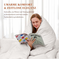 Daunendecke 135 x 200, Ganzjahresdecke aus 100 % Baumwolle, 4-Jahreszeiten-Bettdecke 135 x 200 mit Gänsedaunen und Federn, hohe, flauschige 3D-Umlenkbox, mittlere Wärme, Steppdecken und Steppdecken, Naty Shop