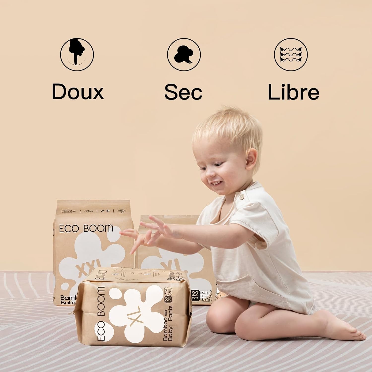 ECO BOOM Babywindeln aus Bambus – Größe 6 (20 kg), Pull-Up-Windeln auf pflanzlicher Basis (17 Stück) – Premium-Bio, parfümfrei, hautfreundlich, super saugfähig