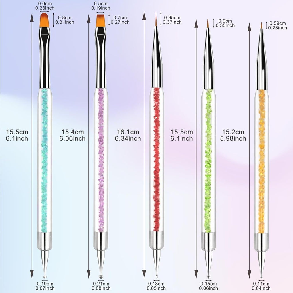 5 Stück Nagel Pinsel, Pinsel Für Gelnägel, Nageldesign Pinsel, Nail Art Dotting Tools, Für Herstellen Von Nagellack, Punktieren, Feinmalerei, DIY