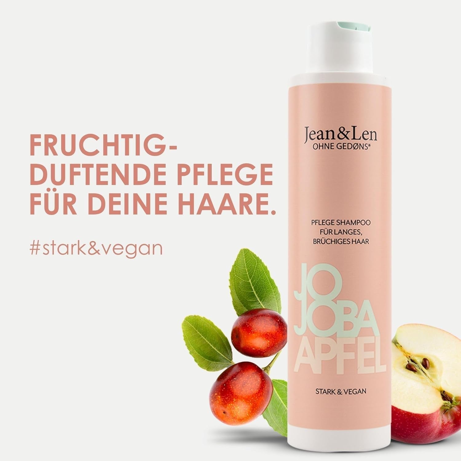 Jean & Len Pflegeshampoo Jojoba & Apfel, pflegt langes und brüchiges Haar, 300 ml Dusche und Bad Jean & Len