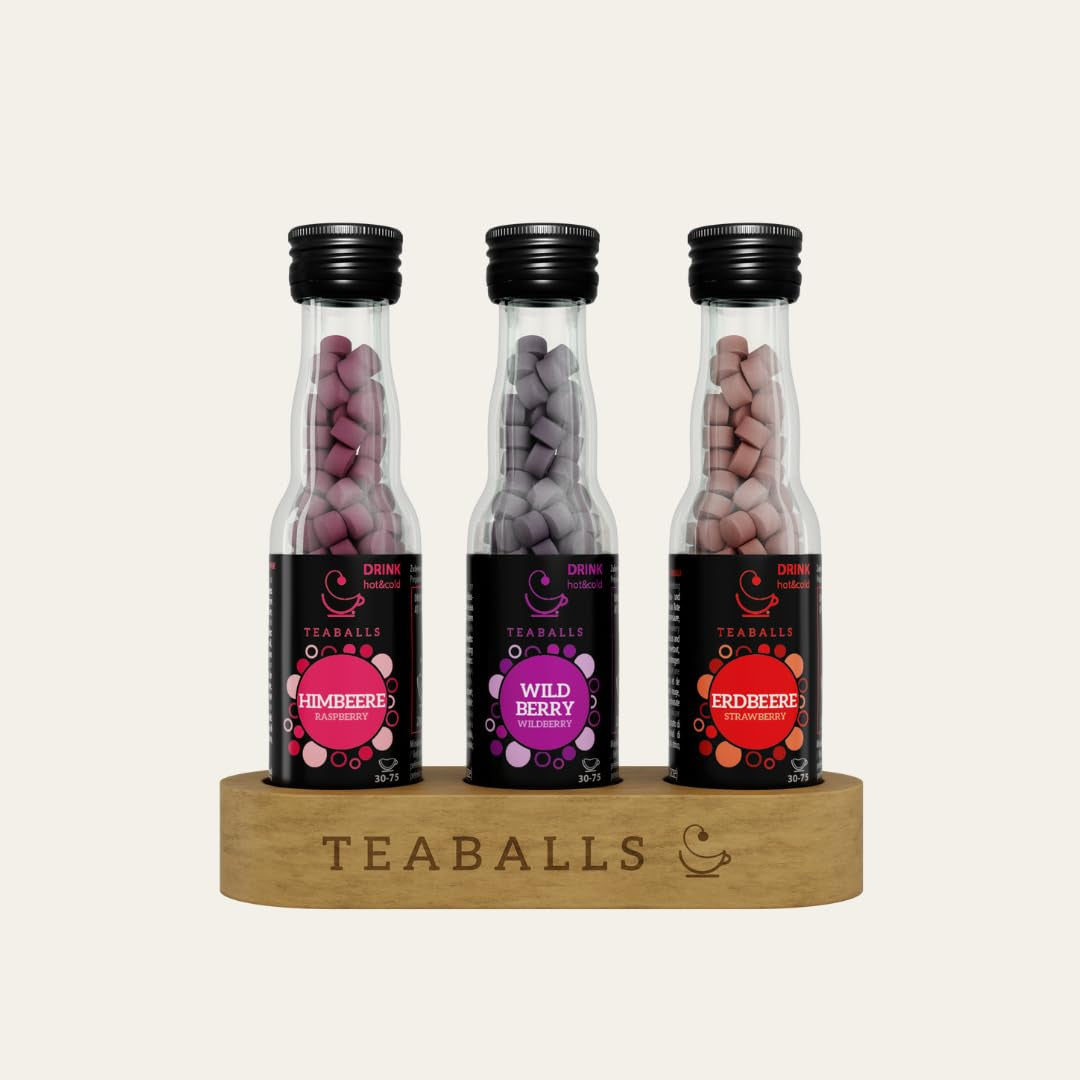 TEABALLS - Set de 3 POWER TEA MIX - ZMEURĂ, ENERGIE, CIREȘE Pentru aproximativ 120 de cești de ceai
