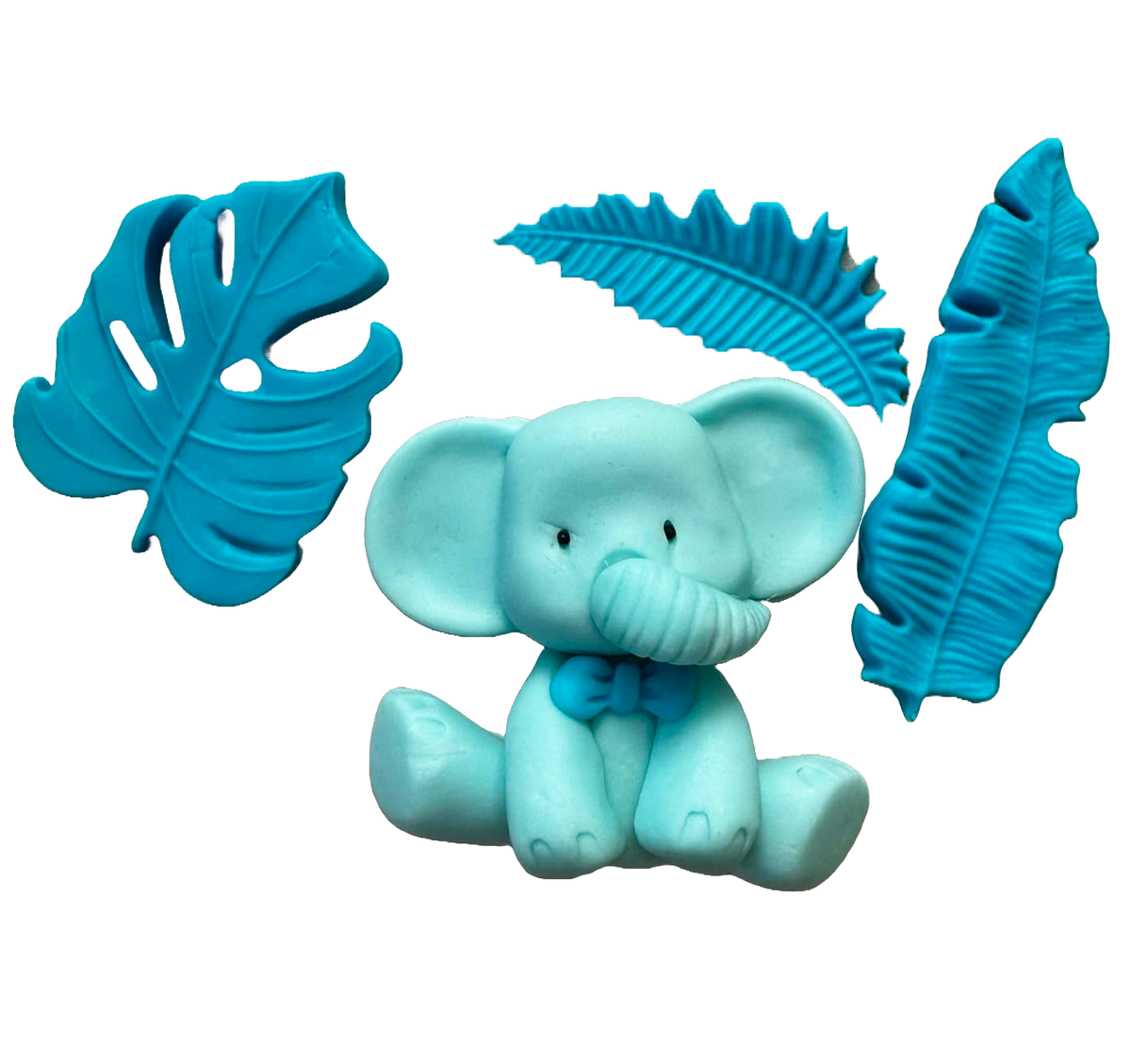 Set 4 decoratiuni comestibile din pasta de zahar, Botez, elefant, baieti Decoratiuni din Pasta de Zahar Naty Shop