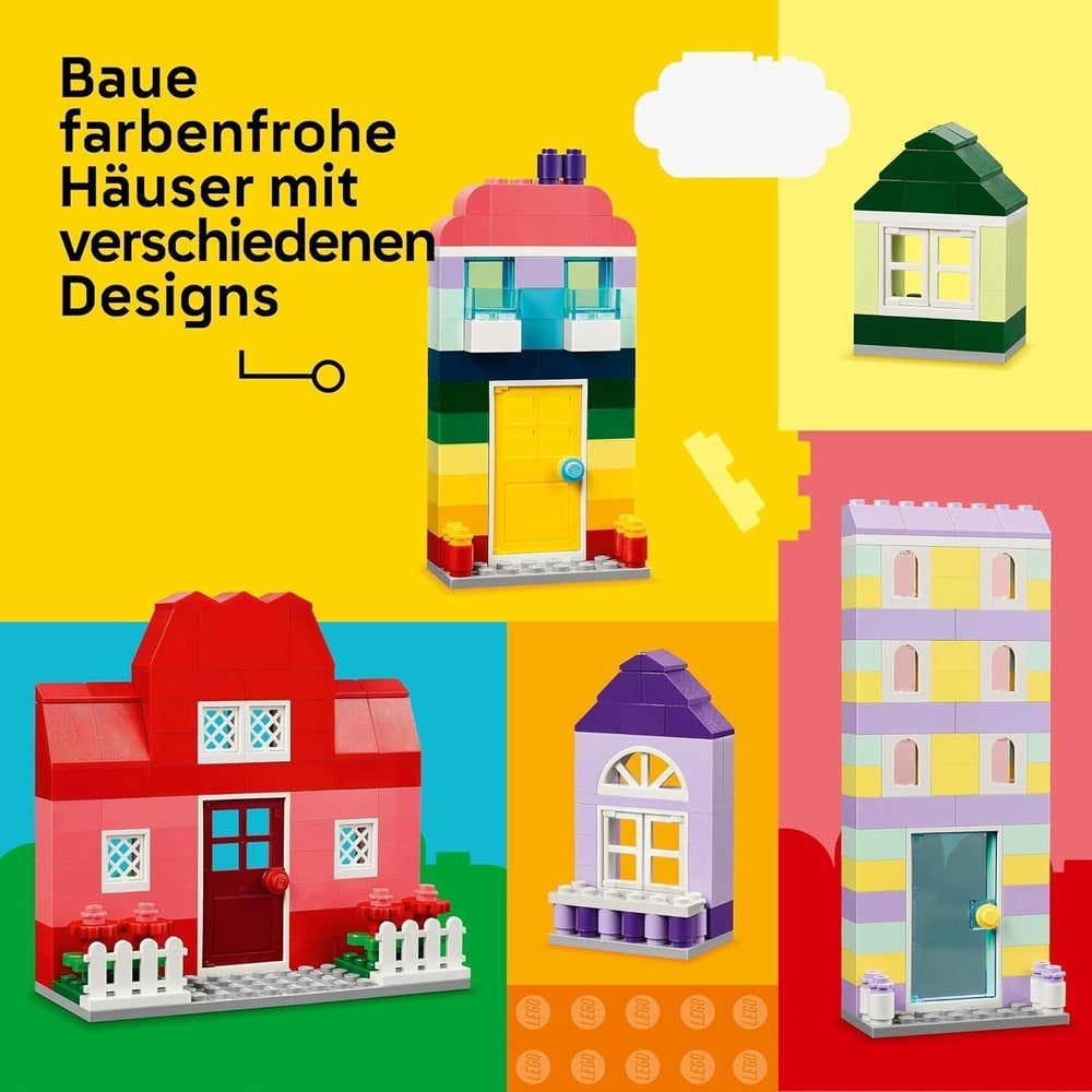 LEGO Classic Kreativhäuser, Bausteinset für Kinder, 850 Steine Bauspielzeug, Hausbauspielzeug mit Zubehör, Geschenk für Jungen und Mädchen ab 4 Jahren 11035 Bausets Beuche den LEGO-Store