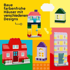 LEGO Classic Kreativhäuser, Bausteinset für Kinder, 850 Steine Bauspielzeug, Hausbauspielzeug mit Zubehör, Geschenk für Jungen und Mädchen ab 4 Jahren 11035 Bausets Beuche den LEGO-Store