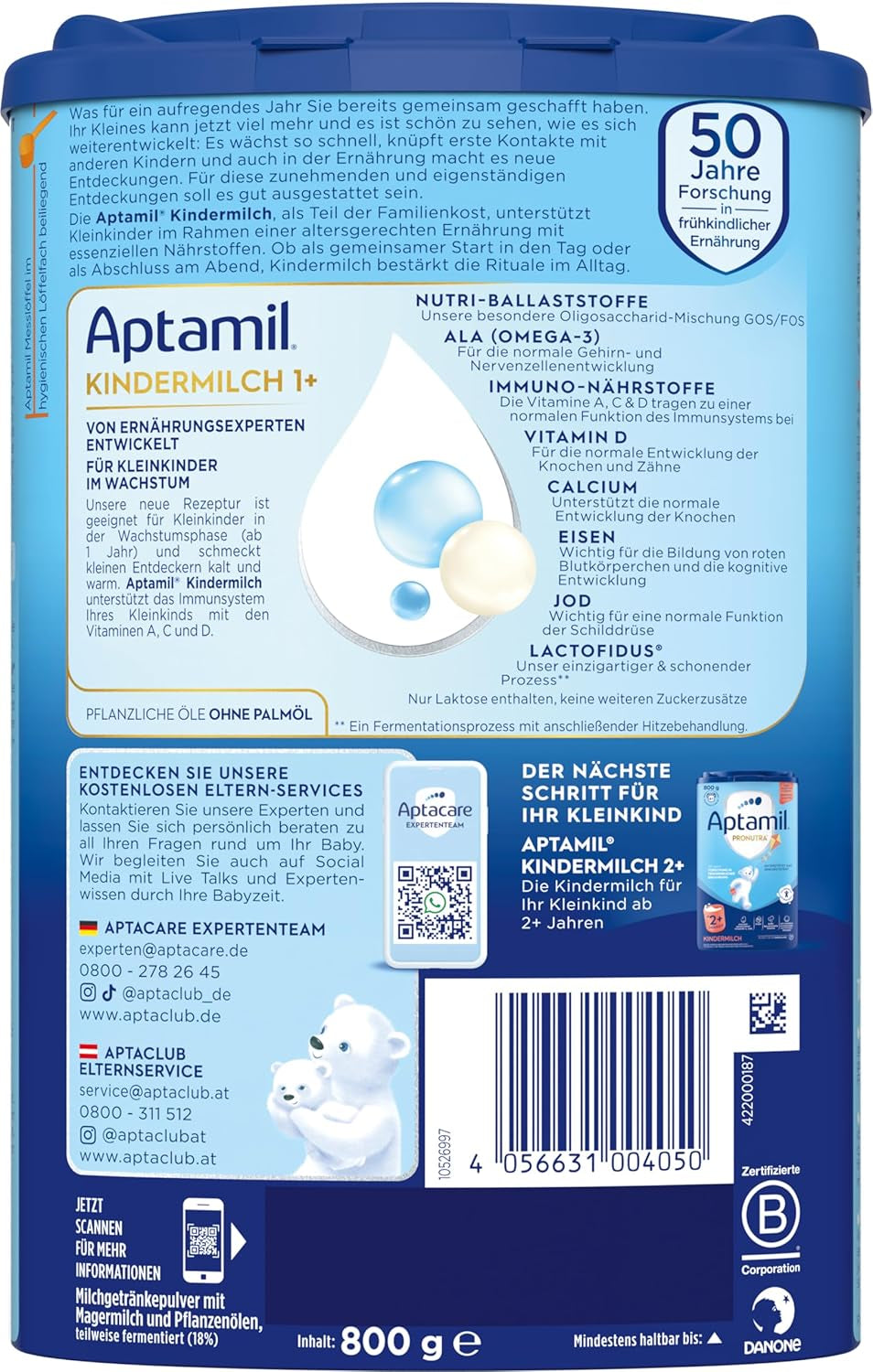 Aptamil Wachstumsmilch 1 Plus - Wachstumsmilch ab 1 Jahr - 800g