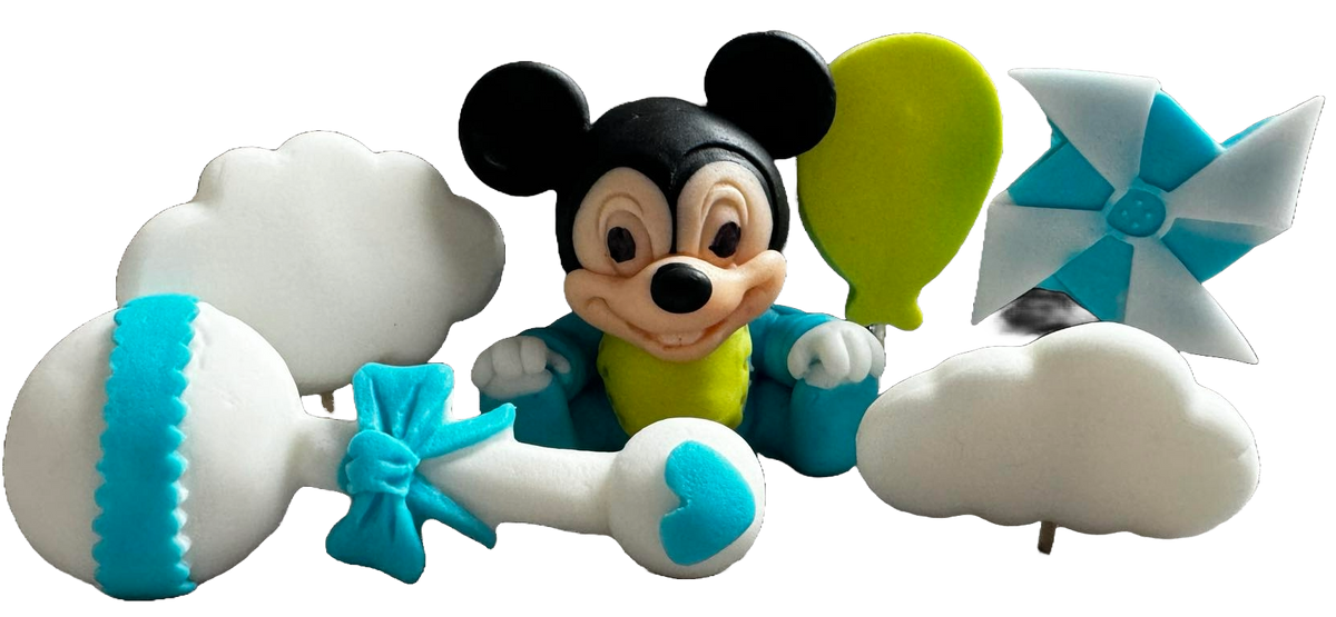 Set 6 decoratiuni comestibile din zahar, Mickey Mouse Decoratiuni din Pasta de Zahar Naty Shop