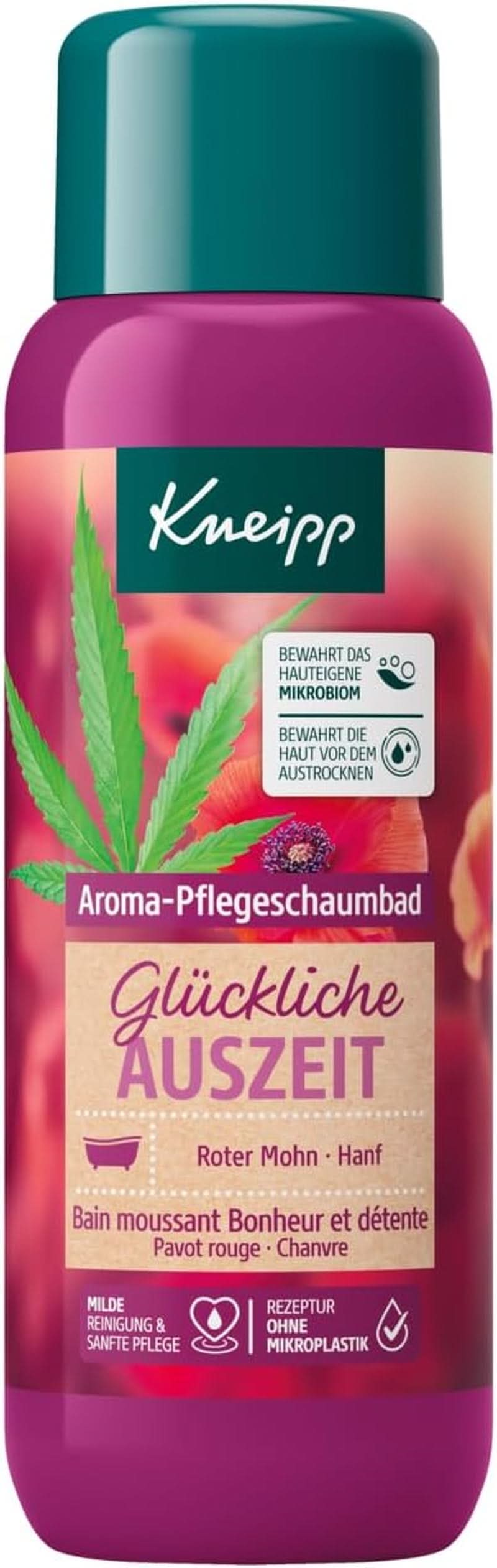 Kneipp Aroma, Badepflegeschaum Happy Time Out – mit natürlichen Ölen aus rotem Mohn und Hanf, 400 ml Naty Shop 400 ml Single