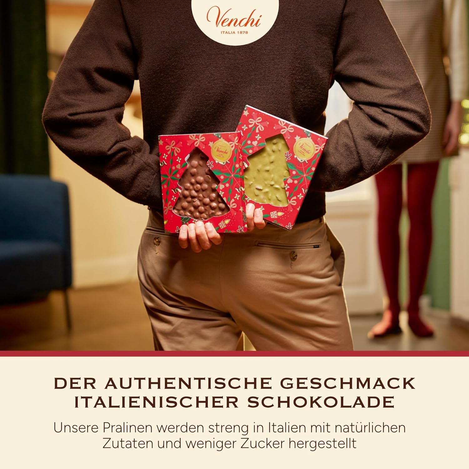 Venchi, Brutto&Buono, handgemachte Milchschokoladentafel in Tannenbaumform „Piedmont Forest Haselnuss“, 200 g, glutenfrei, limitierte Weihnachtskollektion, Geschenkidee