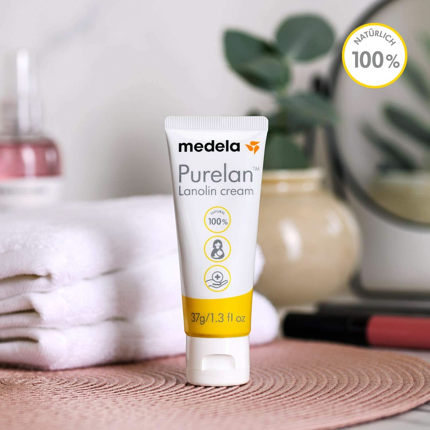 Medela Purelan 37 G Lanolincreme – Schnelle Hilfe bei beanspruchten Brustwarzen und trockener Haut – 100 % natürlich, hypoallergen, dermatologisch getestet und frei von Duftstoffen, Accessoires, Lebensmittel und Stillen, Bebe Naty Shop