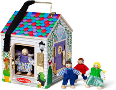 Melissa & Doug - Casă de păpuși din lemn cu sunete de sonerie, multicoloră, potrivită pentru vârste de 3 ani și peste, băieți și fete