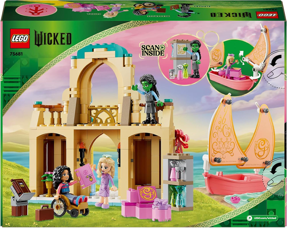 LEGO Wicked Glinda, Elphaba und Nessarose an der Shiz University, Segelboot und 3 Figuren, Spielzeugboot, Geschenk für Mädchen und Jungen ab 7 Jahren, Puppenhausliebhaber, 75681 Bausets. Besuchen Sie den LEGO-Store