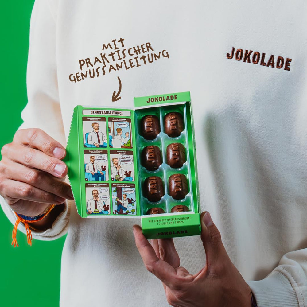JOKOLADE PRALLINE Vorteilspack 12 x 80g | Großzügige Füllung mit Haselnuss-Nougat-Creme und Chips | Faire Schokolade von Joko Winterscheidt
