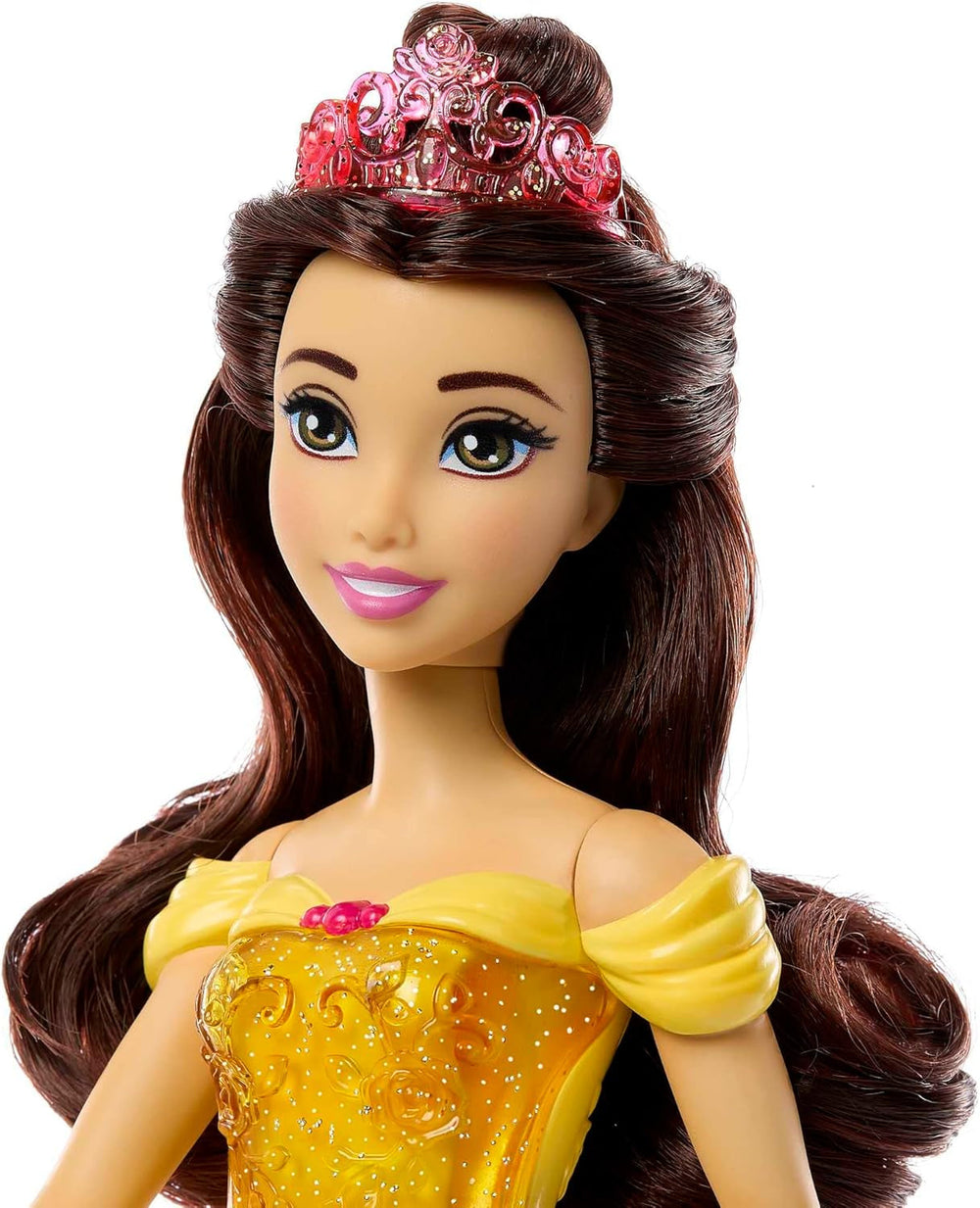 Mattel Disney Princess Spielzeug, bewegliche Belle-Modepuppe mit funkelnder Kleidung und Accessoires, Disney-Film-inspiriertes Geschenk für Kinder HLW11 Naty Shop Dolls