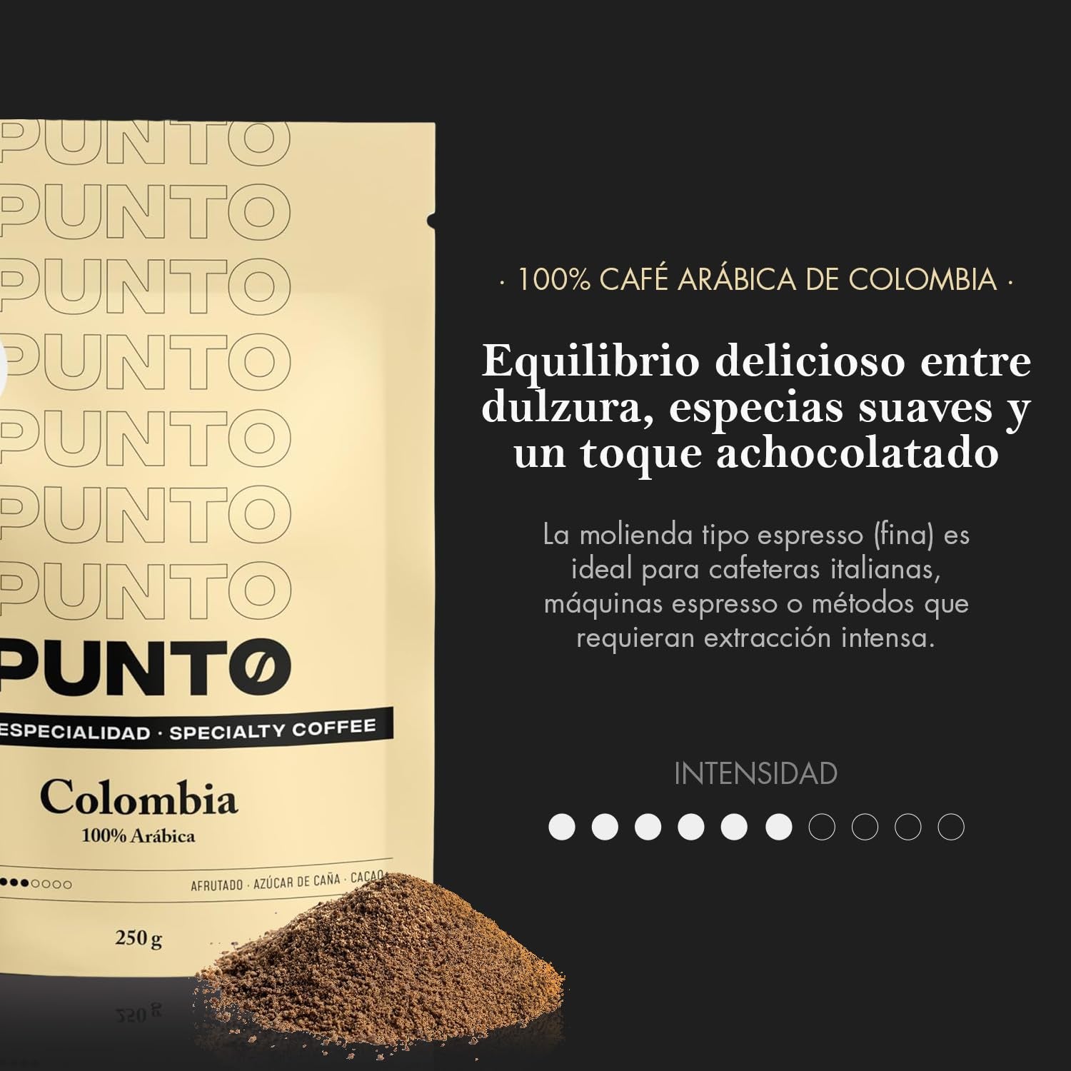 – Gemahlener kolumbianischer Kaffee – 250 g – Spezialitätenkaffee – Mittlere Röstung – 100% Arabica – Fruchtige Noten, Rohrzucker und Kakao – Ausgewogene Säure – Mittlerer Körper