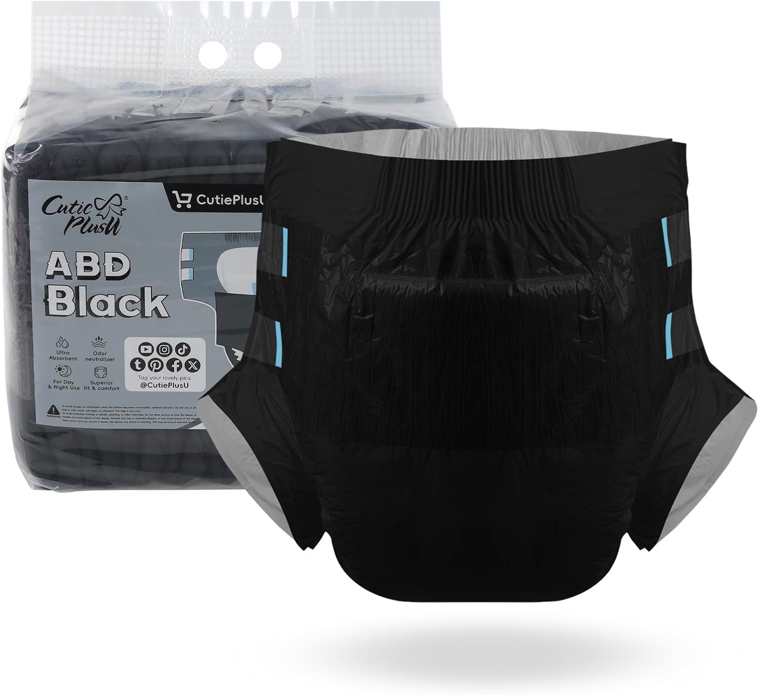 CutiePlusU Erwachsenenwindeln, 10er-Pack Einweg-Inkontinenzhöschen mit Schlaufen für Damen und Herren, maximale Saugfähigkeit über Nacht – Weiß (mittlere Größe 71–96 cm)