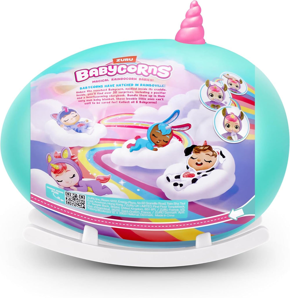 Babycorns Seria 1 de ZURU Păpușă Magică Pisică (Mac) cu Accesorii, Jucărie Surpriză Despachetare pentru Copii, Fete