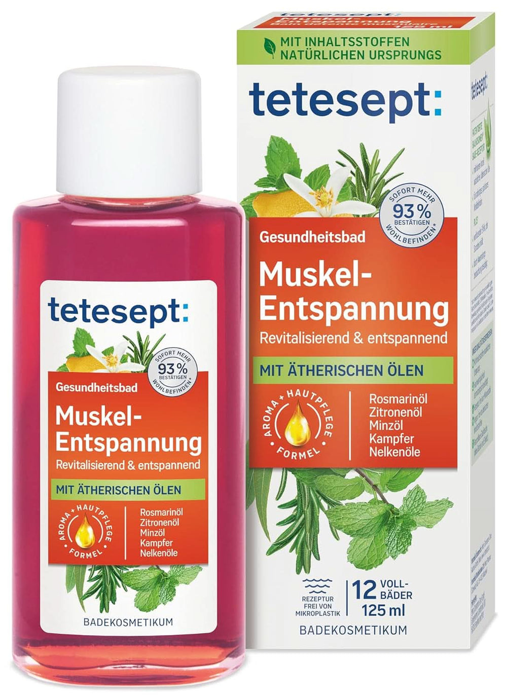 Tetesept Muskel, Entspannender Badezusatz nach körperlicher Anstrengung, 125 ml Dusche und Bad Naty Shop 125 ml Muskelentspannungsbad