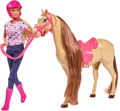 Simba 105730939 - Steffi Love Riding Tour, În costum de călărie, Cu 2 cai, Păpușă complet articulată, Păpușă dress-up, 29cm, Pentru copii de la 3 ani în sus Papusi Naty Shop Are