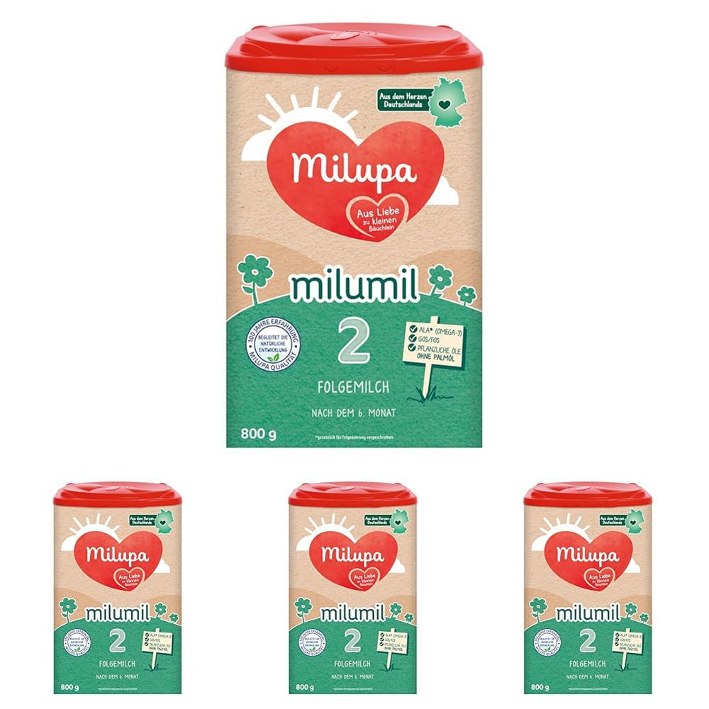 Milupa Milumil Pre, Milchpulver für Babys – Mit wichtigen Nährstoffen und ohne Palmöl – 800 g Naty Shop 4 x 800 Gramm Milumil 2