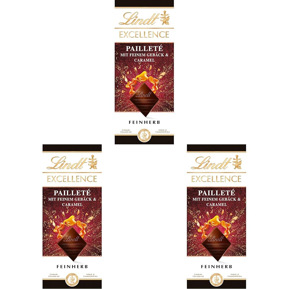 Lindt EXCELLENCE Teigstücke mit Pailletten und Karamell – Feine dunkle Schokolade mit intensivem Kakaogeschmack