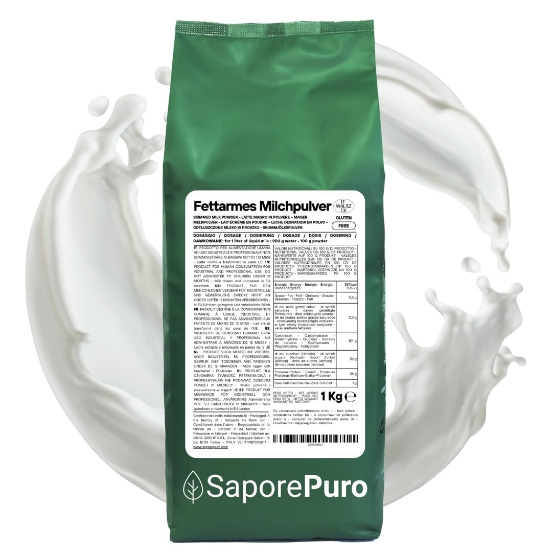 SaporePuro Magermilch 1 kg – Glutenfrei mit hoher Löslichkeit