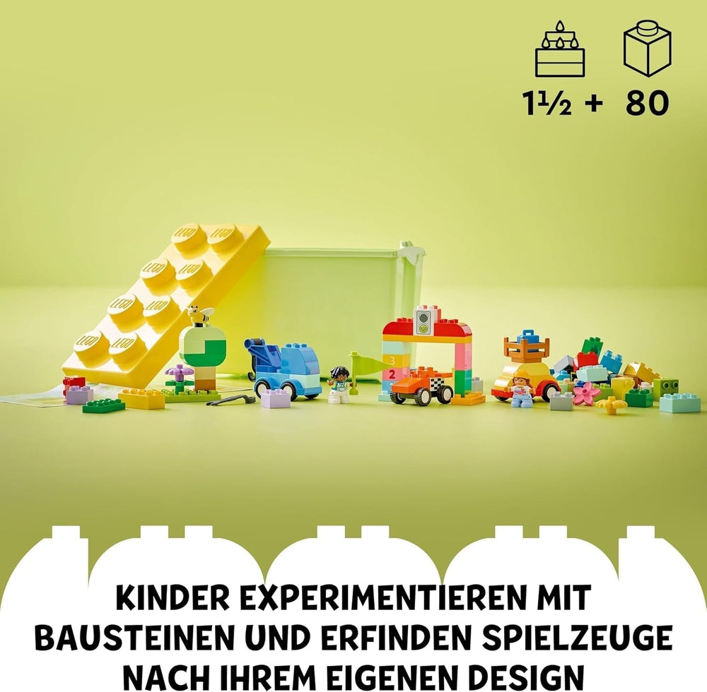 LEGO DUPLO Classic Brick Box Cars and Trucks, Fahrzeug-Spielset für Kinder ab 1,5 Jahren, kreatives Lernspielzeug, Autospielzeug und Rennwagen-Set 10439 Bausätze Besuchen Sie den LEGO-Store