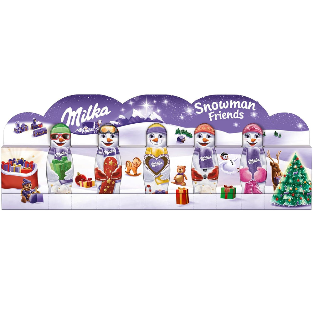 Milka Snowman Friends Alpenmilch – Mini-Schneemänner aus feiner Alpenmilch-Schokolade – 5 x 15g