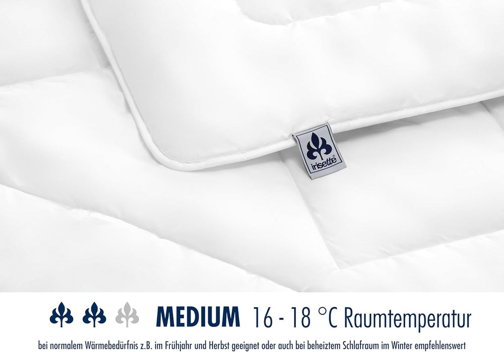 Irisette Noblesse Bettdecke für alle Jahreszeiten – Made in Germany – Bettdecke mit Bezug aus reiner Baumwolle, 135 x 200 cm, Öko-Tex-zertifiziert. Bettdecken und Steppdecken Naty Shop