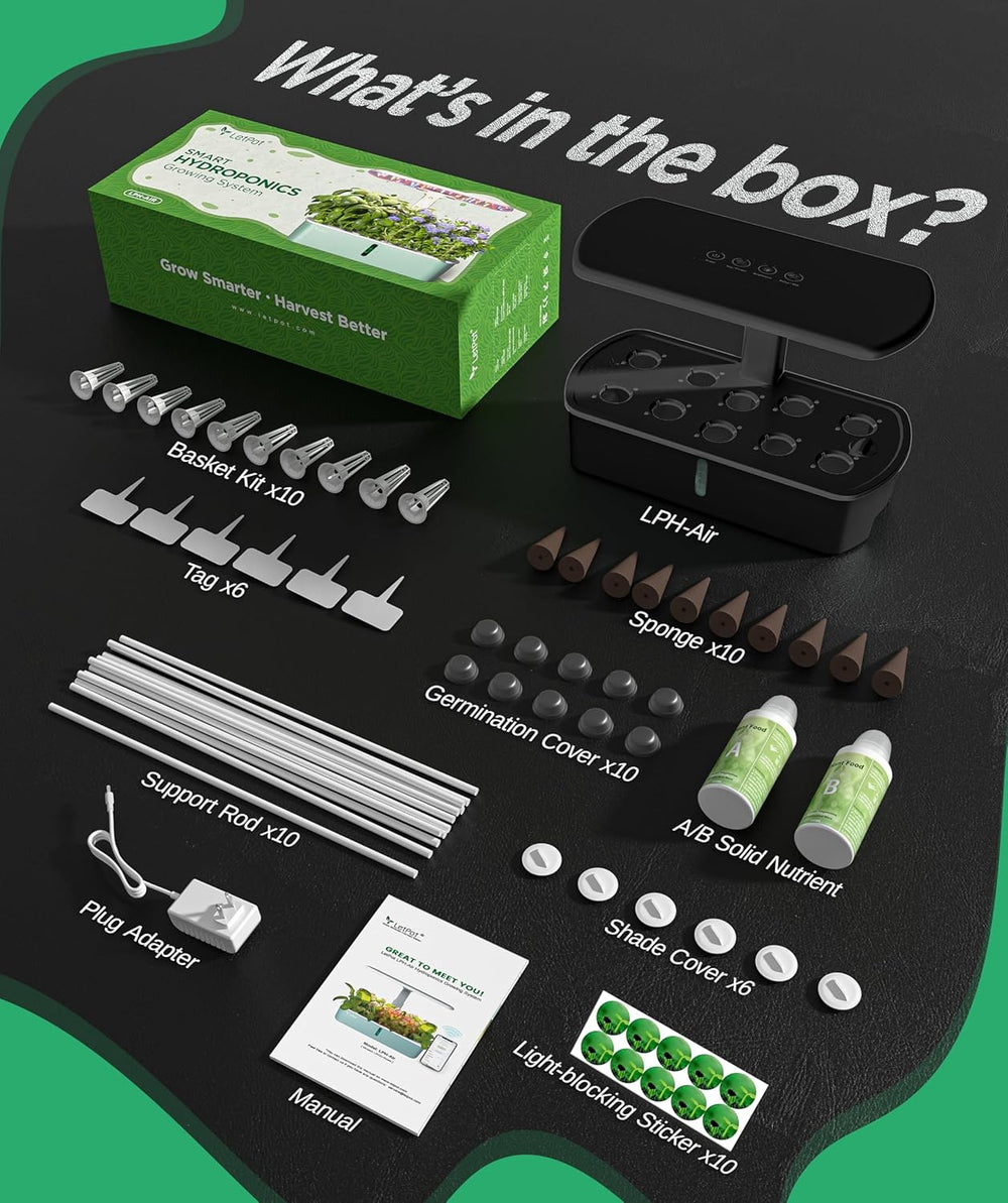 LPH-Air Hydroponic Grow Systems Kits WiFi gesteuert durch App 24W Smart Indoor Garden Grow Light Vollspektrum 10 Kapseln Pflanzgefäß Indoor Gardening Geschenkset